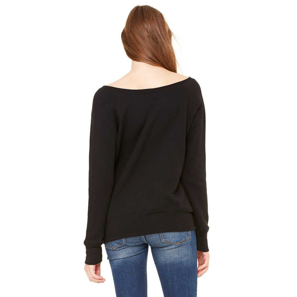 Bella + Canvas Women's Solid Black Triblend Wide Neck Sweatshirt