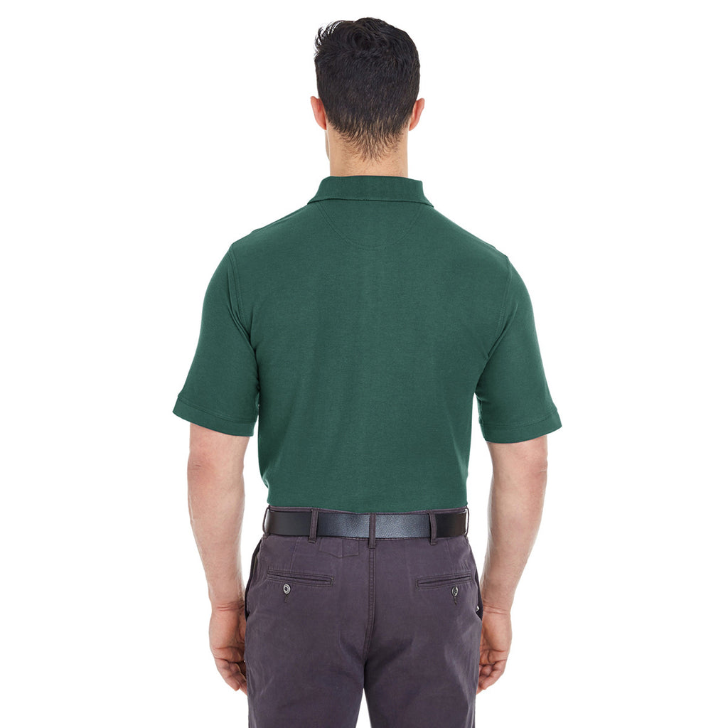 UltraClub Men's Forest Green Platinum Honeycomb Pique Polo