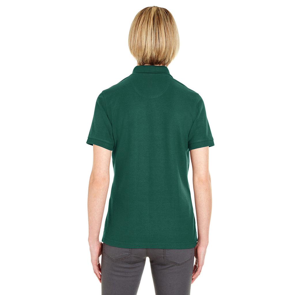 UltraClub Women's Forest Green Platinum Honeycomb Pique Polo