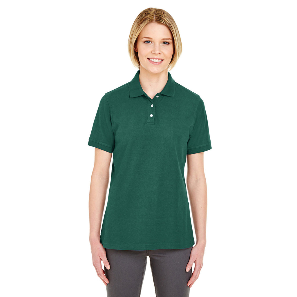 UltraClub Women's Forest Green Platinum Honeycomb Pique Polo