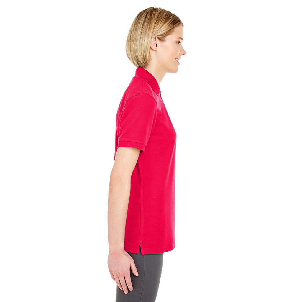 UltraClub Women's Red Platinum Honeycomb Pique Polo