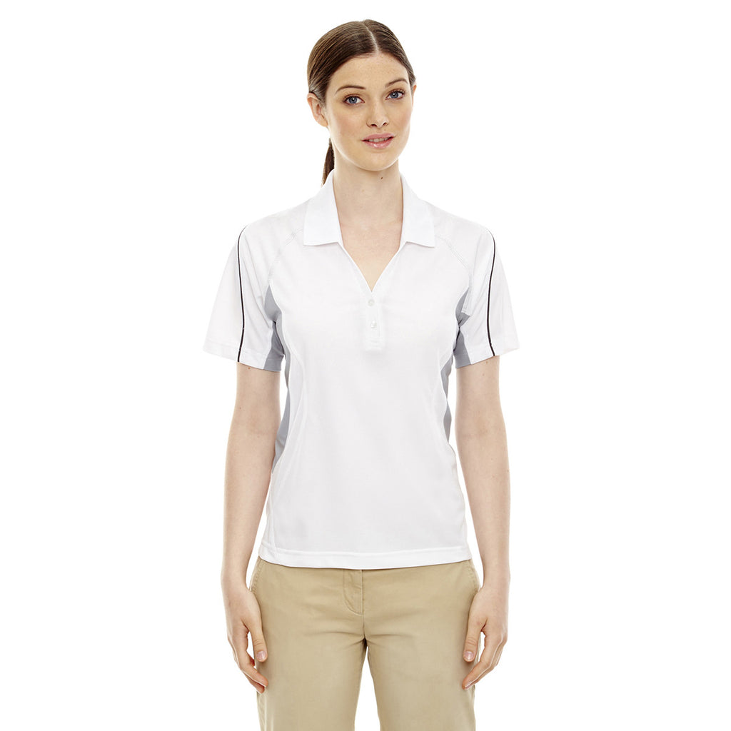 Extreme Women's White Eperformance Parallel Snag Protection Polo with Piping