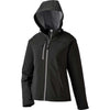 North End Women's Black Prospect Two-Layer Fleece Bonded Soft Shell Hooded Jacket