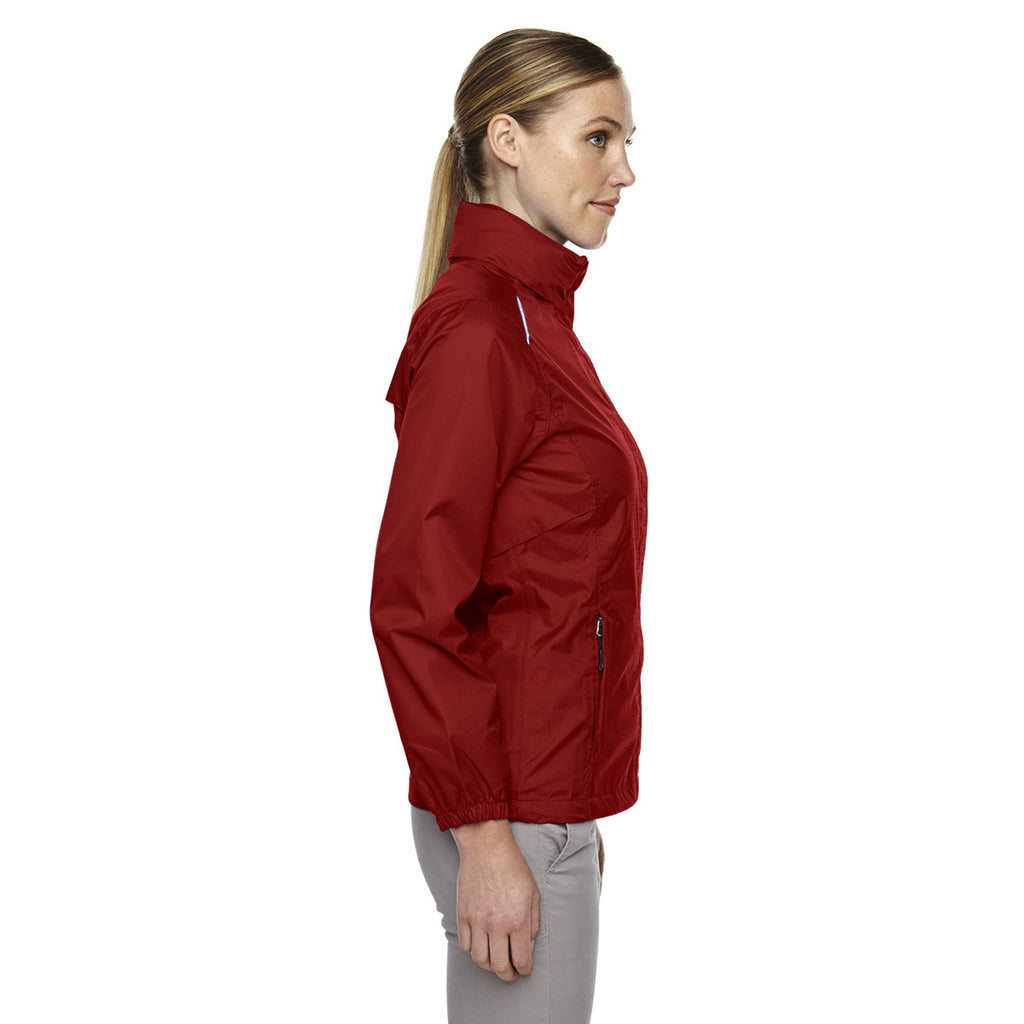 Core 365 Women's Classic Red Climate Seam-Sealed Lightweight Variegated Ripstop Jacket