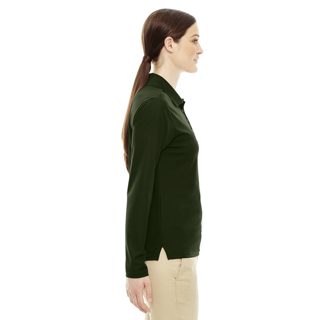 Core 365 Women's Forest Green Pinnacle Performance Long-Sleeve Pique Polo