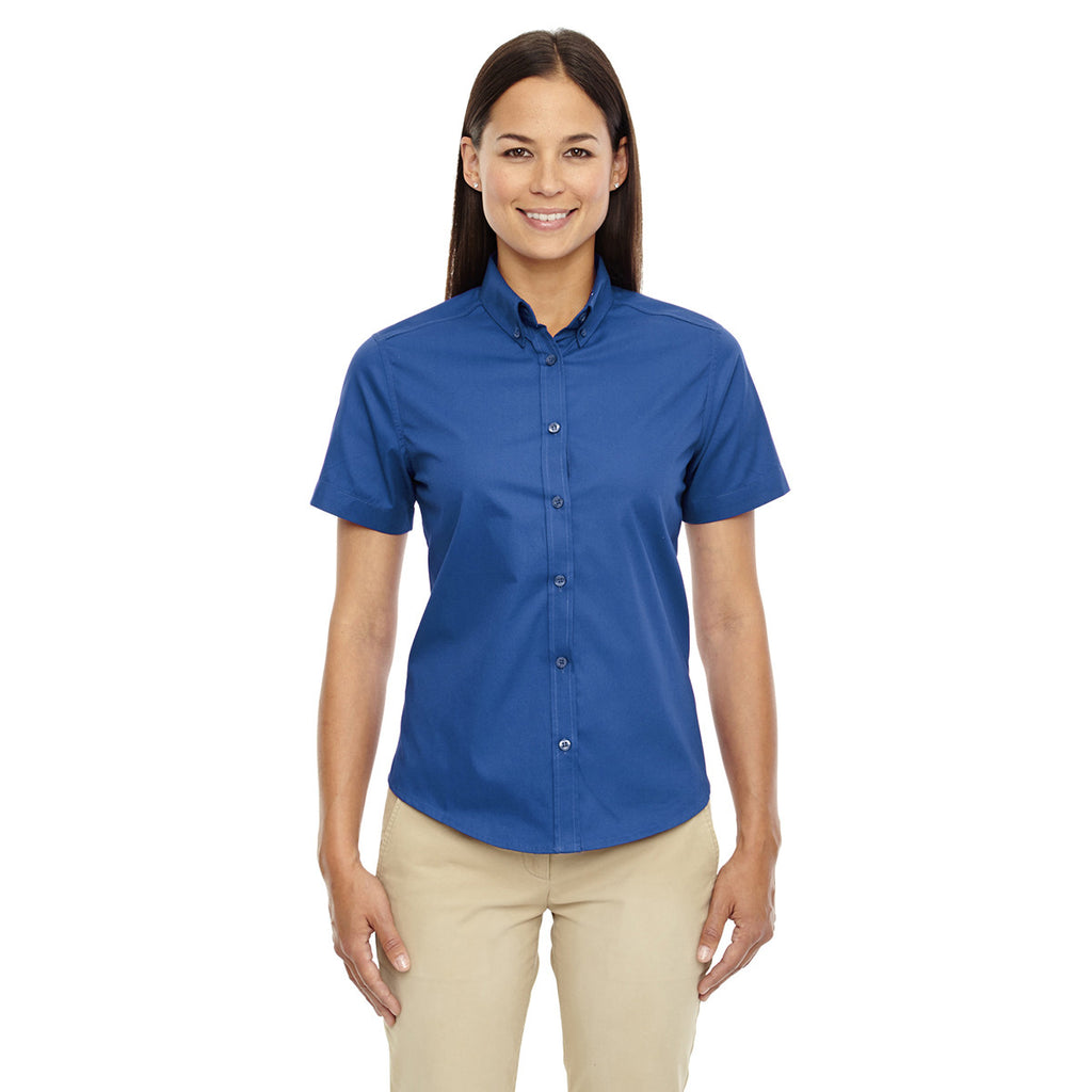 Core 365 Women's True Royal Optimum Short-Sleeve Twill Shirt