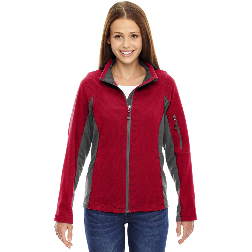 North End Women's Classic Red Generate Textured Fleece Jacket