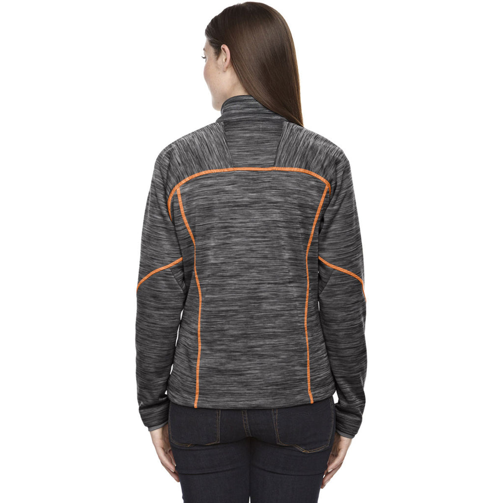 North End Women's Carbon/Orange Soda Flux Melange Fleece Jacket