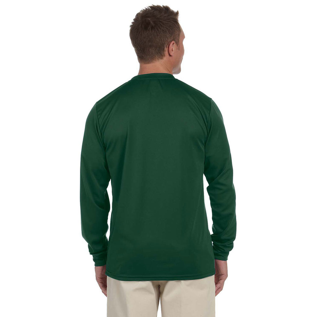 Augusta Sportswear Men's Dark Green Wicking Long-Sleeve T-Shirt