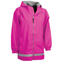 Charles River Youth Hot Pink/Reflective New Englander Rain Jacket