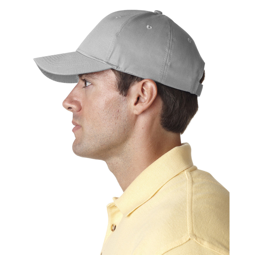 UltraClub Men's Grey Classic Cut Chino Cotton Twill Structured Cap