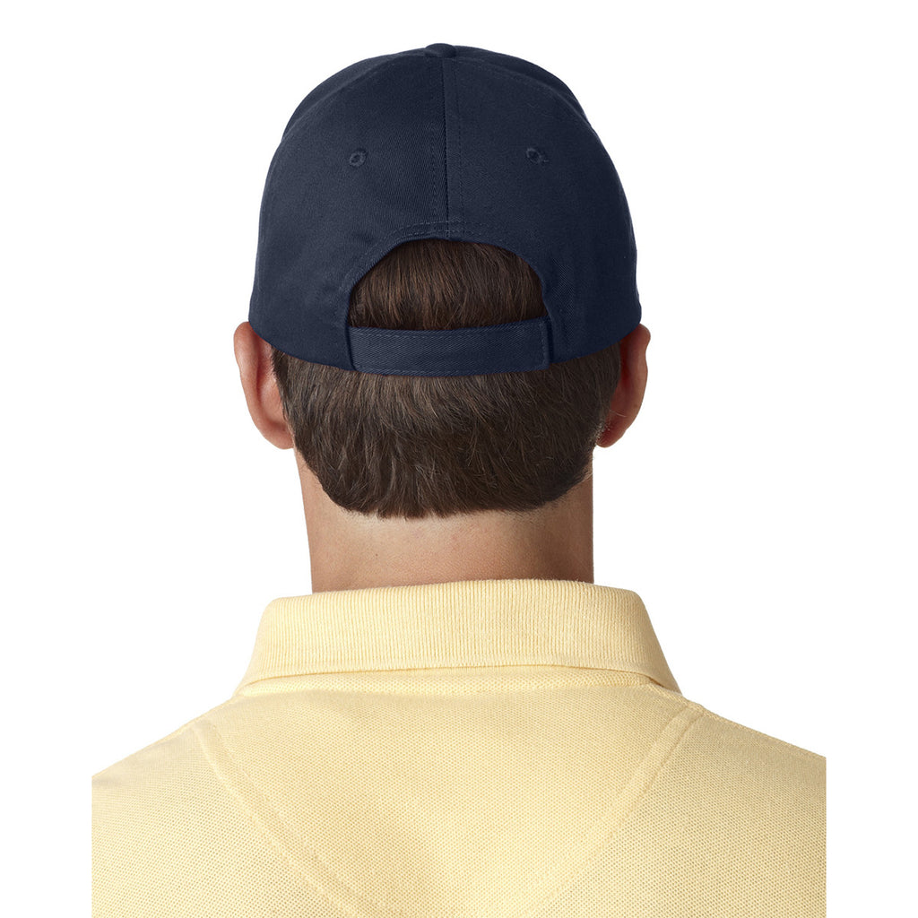 UltraClub Men's Navy Classic Cut Chino Cotton Twill Structured Cap