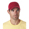 UltraClub Men's Red Classic Cut Chino Cotton Twill Unconstructed Cap