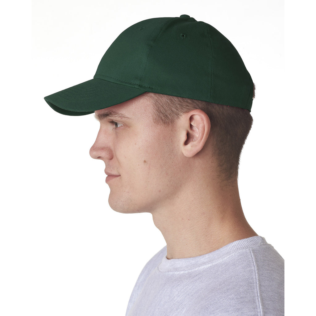 UltraClub Men's Forest Green Classic Cut Brushed Cotton Twill Structured Cap