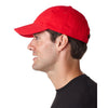 UltraClub Men's Red Classic Cut Brushed Cotton Twill Unstructured Cap