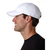 UltraClub Men's White Classic Cut Brushed Cotton Twill Unstructured Cap