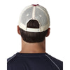 UltraClub Men's Cardinal/Stone Classic Cut Brushed Cotton Twill Unstructured Trucker Cap