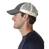 UltraClub Men's Grey/Stone Classic Cut Brushed Cotton Twill Unstructured Trucker Cap