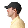 UltraClub Men's Black Classic Cut Heavy Brushed Cotton Twill Unstructured Cap