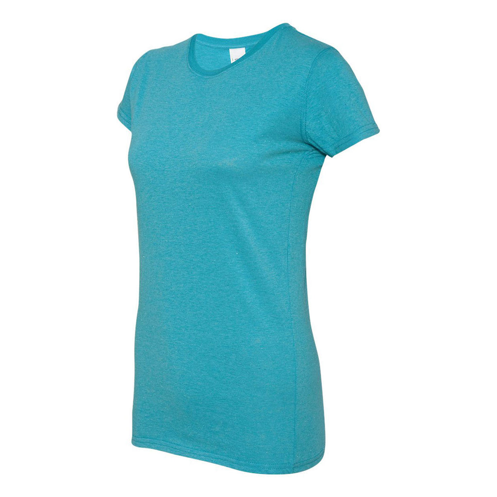 J. America Women's Maui Blue/Silver Glitter T-Shirt