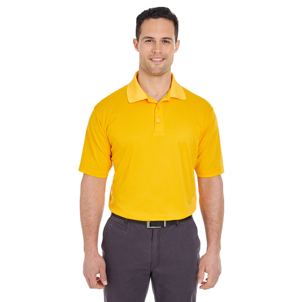 UltraClub Men's Gold Cool & Dry Mesh Pique Polo