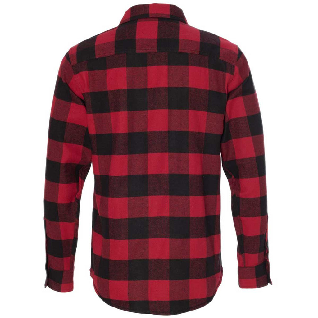 Burnside Men's Red/Black Buffalo Yarn-Dyed Long Sleeve Flannel Shirt