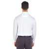 UltraClub Men's White Cool & Dry Long-Sleeve Mesh Pique Polo