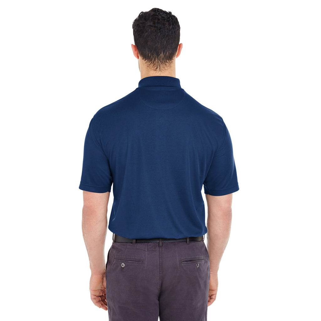 UltraClub Men's Navy/Charcoal Cool & Dry Two-Tone Mesh Pique Polo