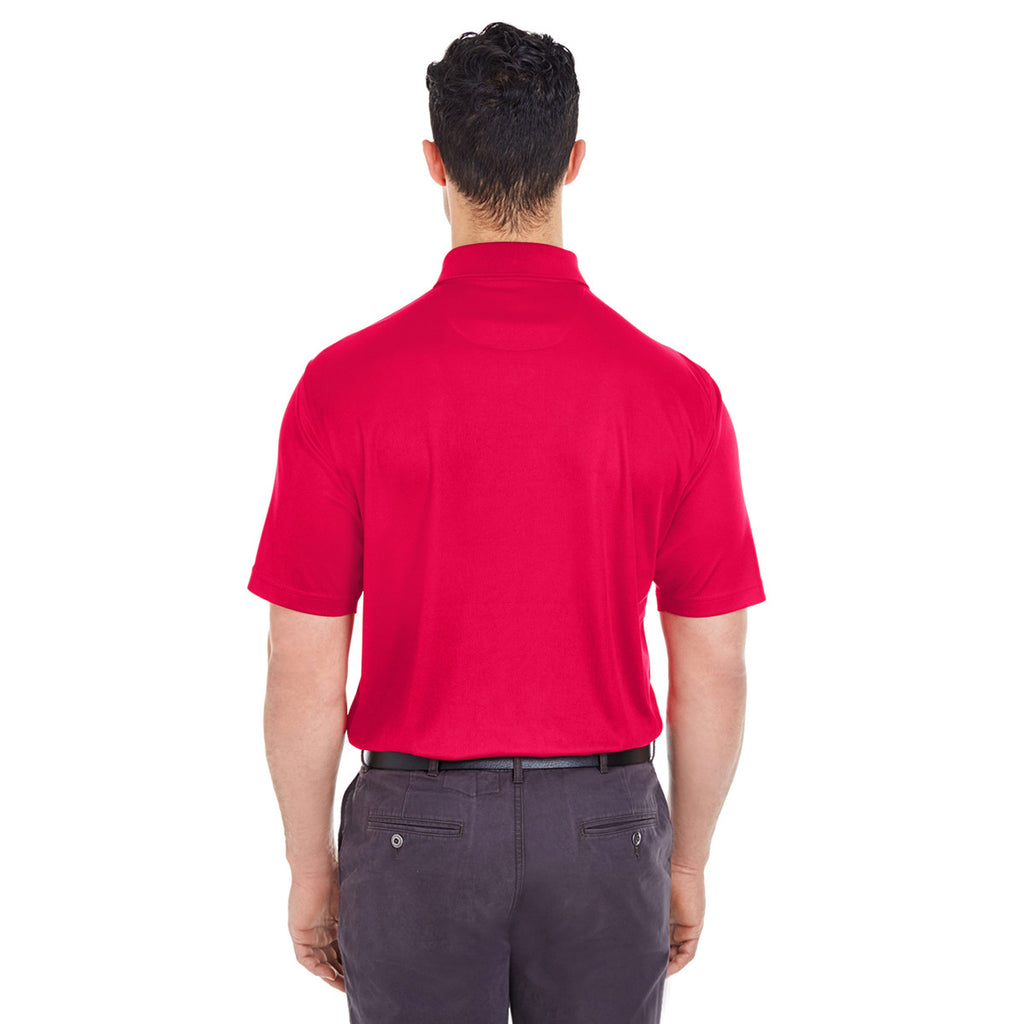 UltraClub Men's Red/Charcoal Cool & Dry Two-Tone Mesh Pique Polo