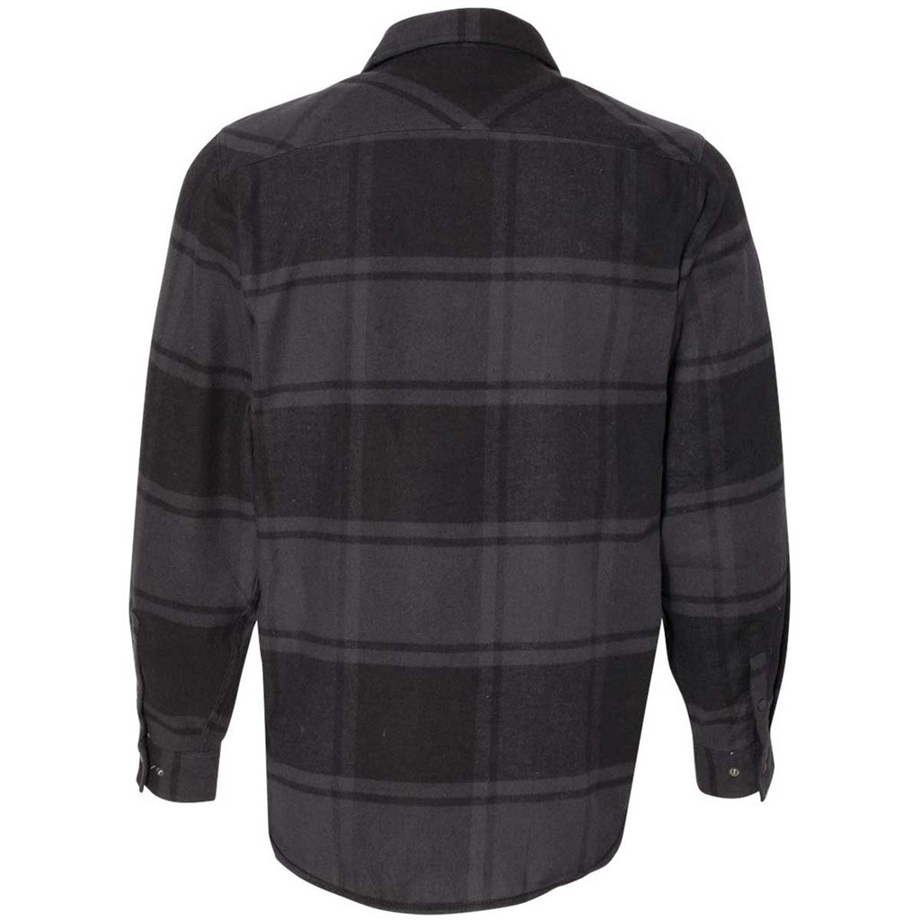 Burnside Men's Black Snap Front Long Sleeve Plaid Flannel Shirt