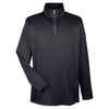 UltraClub Men's Black Cool & Dry Sport Quarter-Zip Pullover
