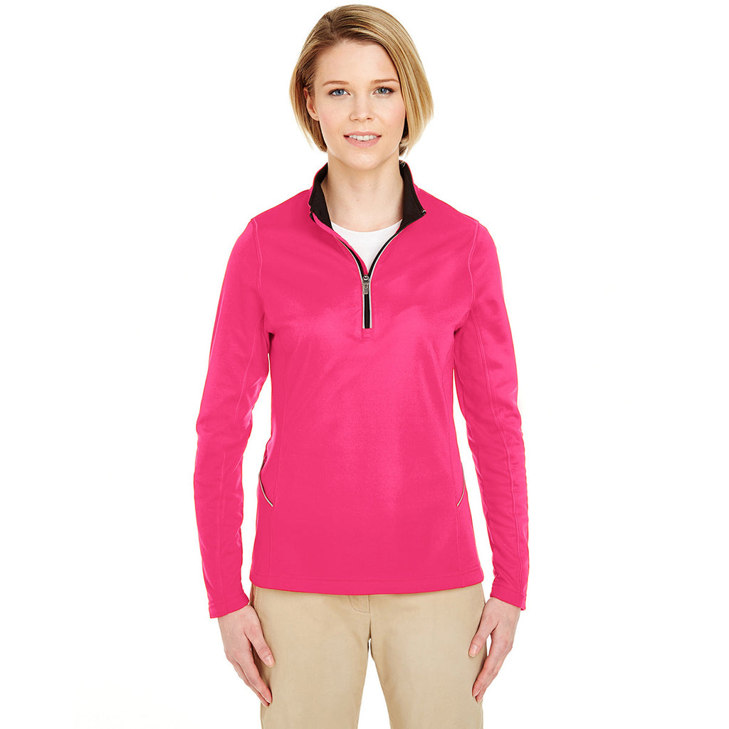 UltraClub Women's Heliconia Cool & Dry Sport Quarter-Zip Pullover