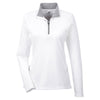 UltraClub Women's White Cool & Dry Sport Quarter-Zip Pullover