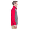 UltraClub Men's Grey Heather/Red Cool & Dry Sport Two-Tone Quarter-Zip Pullover