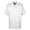 UltraClub Men's White Cool & Dry Elite Mini-Check Jacquard Polo