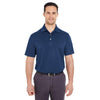 UltraClub Men's Navy Platinum Performance Jacquard Polo with TempControl Technology