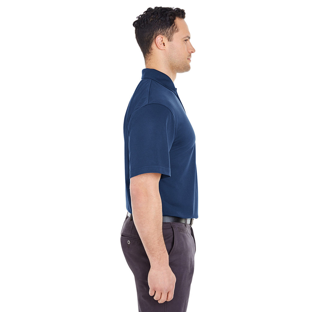 UltraClub Men's Navy Platinum Performance Jacquard Polo with TempControl Technology