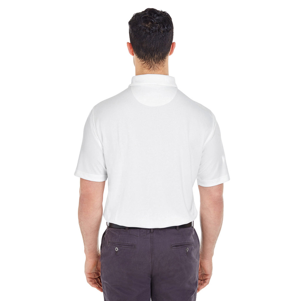 UltraClub Men's White Platinum Performance Jacquard Polo with TempControl Technology