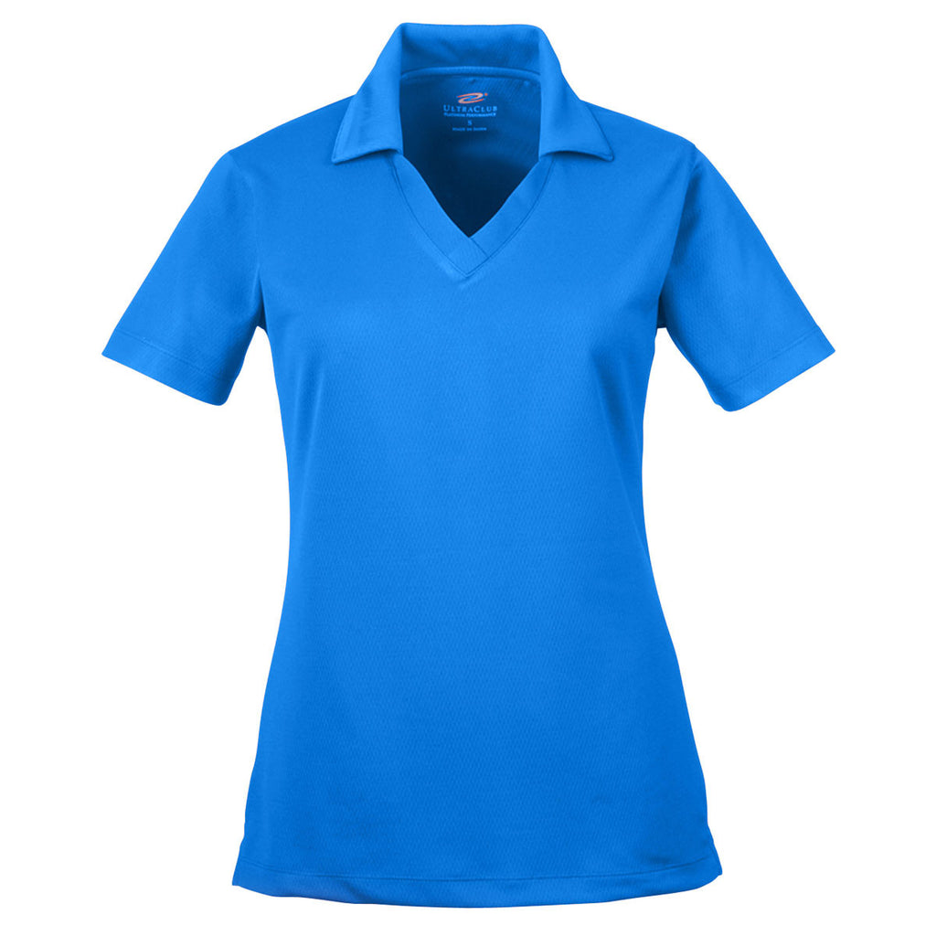 UltraClub Women's Royal Platinum Performance Jacquard Polo with TempControl Technology