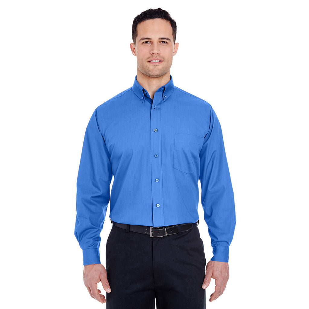 UltraClub Men's French Blue Easy-Care Broadcloth