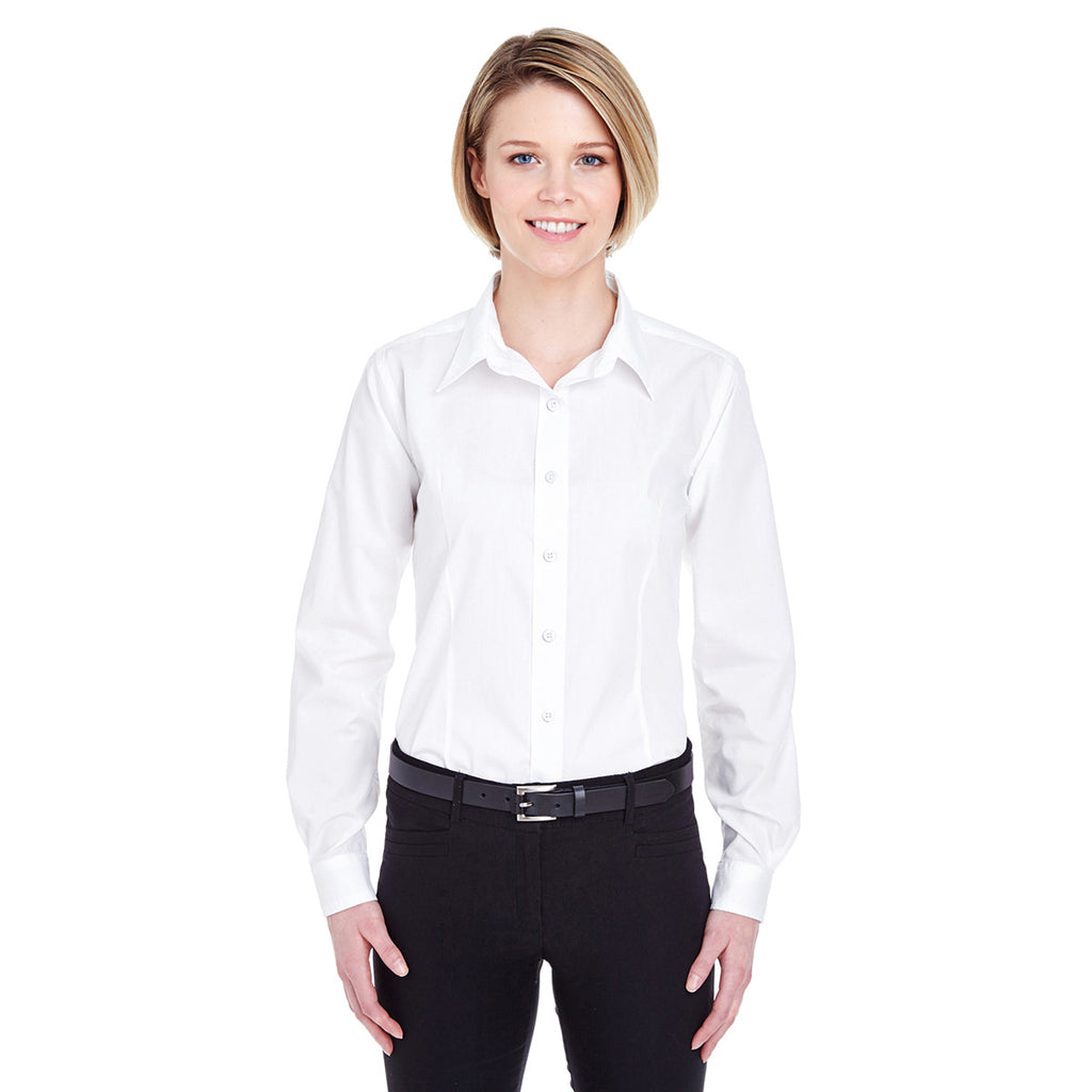 UltraClub Women's White Easy-Care Broadcloth