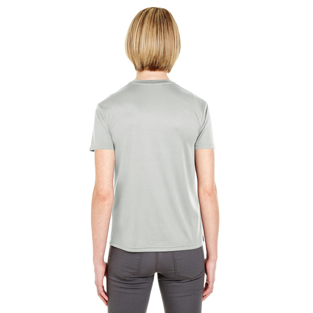 UltraClub Women's Grey Cool & Dry Sport V-Neck T-Shirt