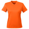 UltraClub Women's Orange Cool & Dry Sport V-Neck T-Shirt
