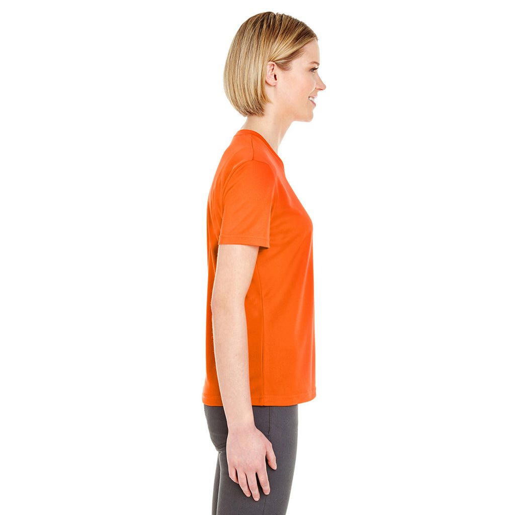 UltraClub Women's Orange Cool & Dry Sport V-Neck T-Shirt