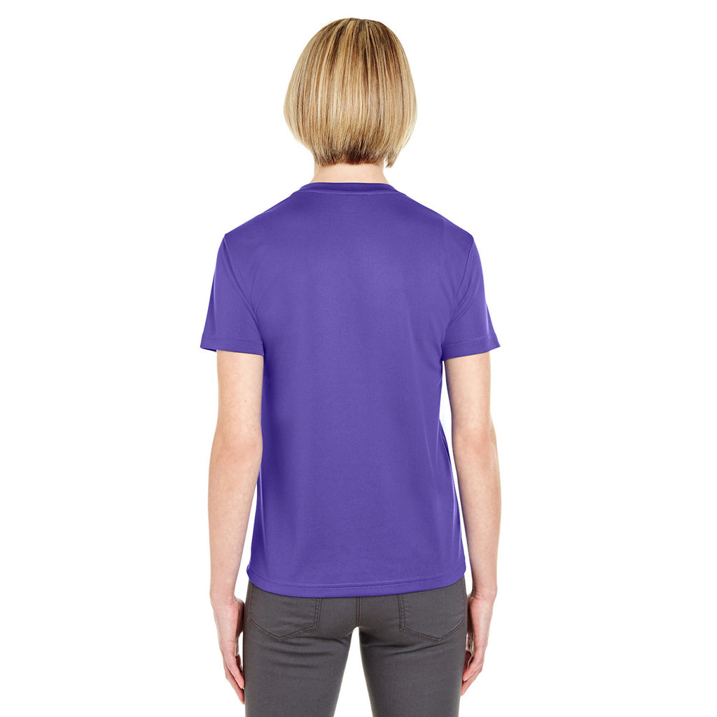 UltraClub Women's Purple Cool & Dry Sport V-Neck T-Shirt