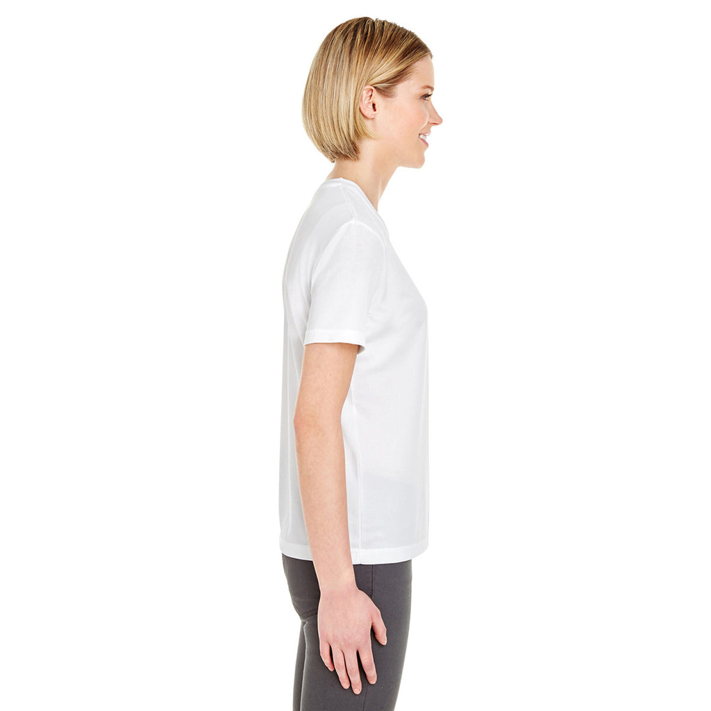 UltraClub Women's White Cool & Dry Sport V-Neck T-Shirt