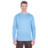 UltraClub Men's Columbia Blue Cool & Dry Sport Long-Sleeve T-Shirt