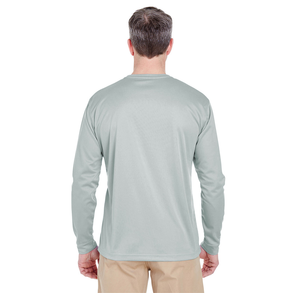 UltraClub Men's Grey Cool & Dry Sport Long-Sleeve T-Shirt