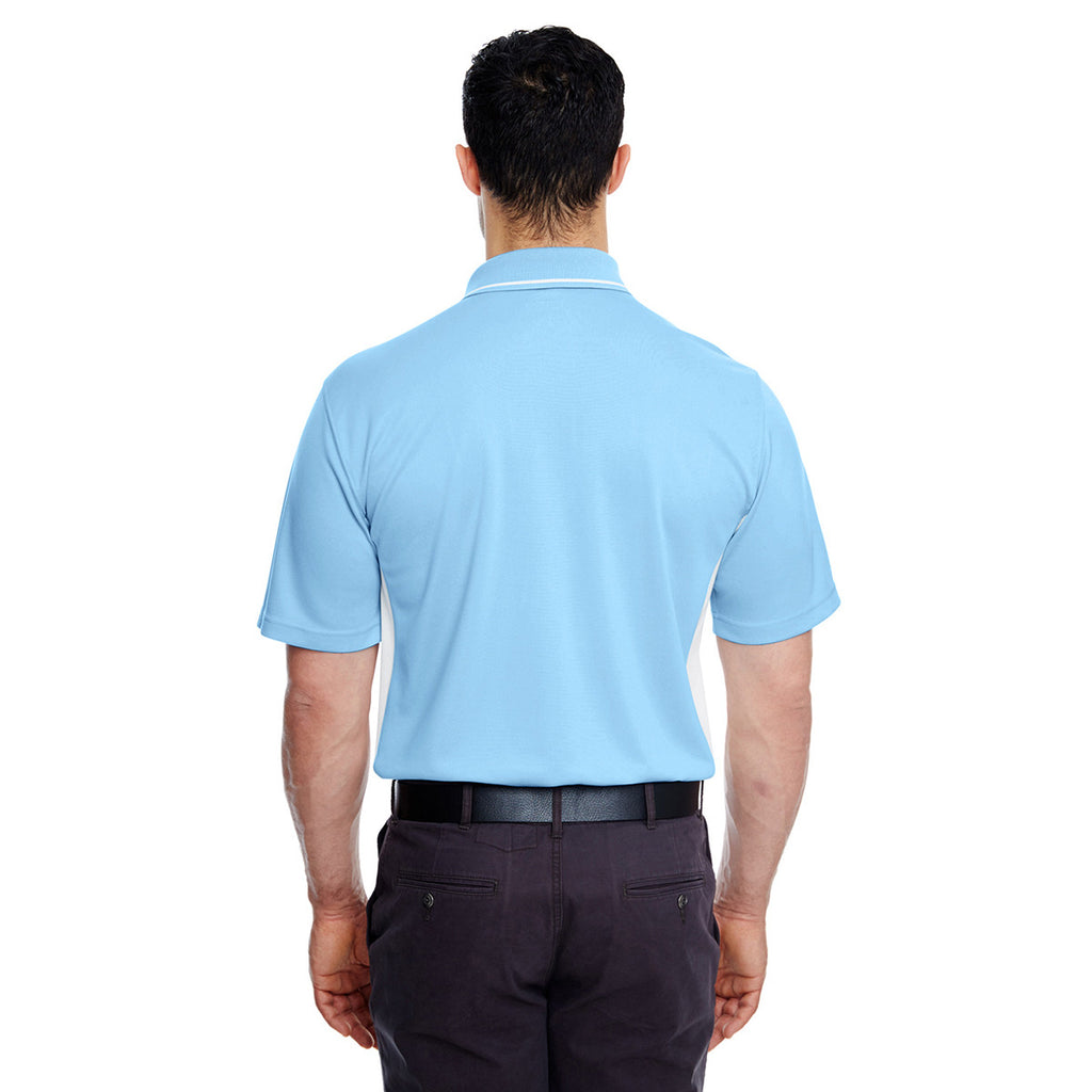 UltraClub Men's Columbia Blue/White Cool & Dry Sport Two-Tone Polo