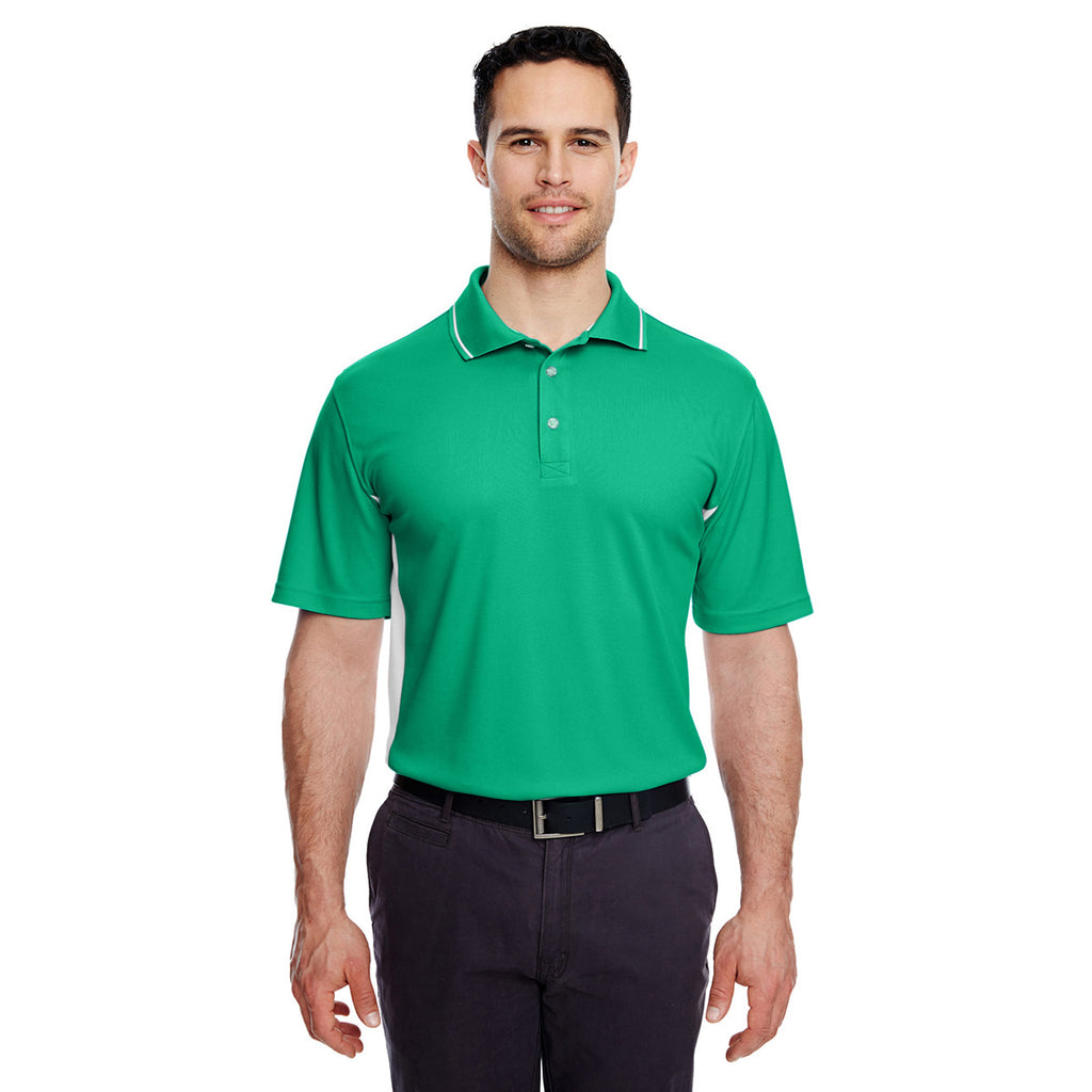 UltraClub Men's Kelly/White Cool & Dry Sport Two-Tone Polo